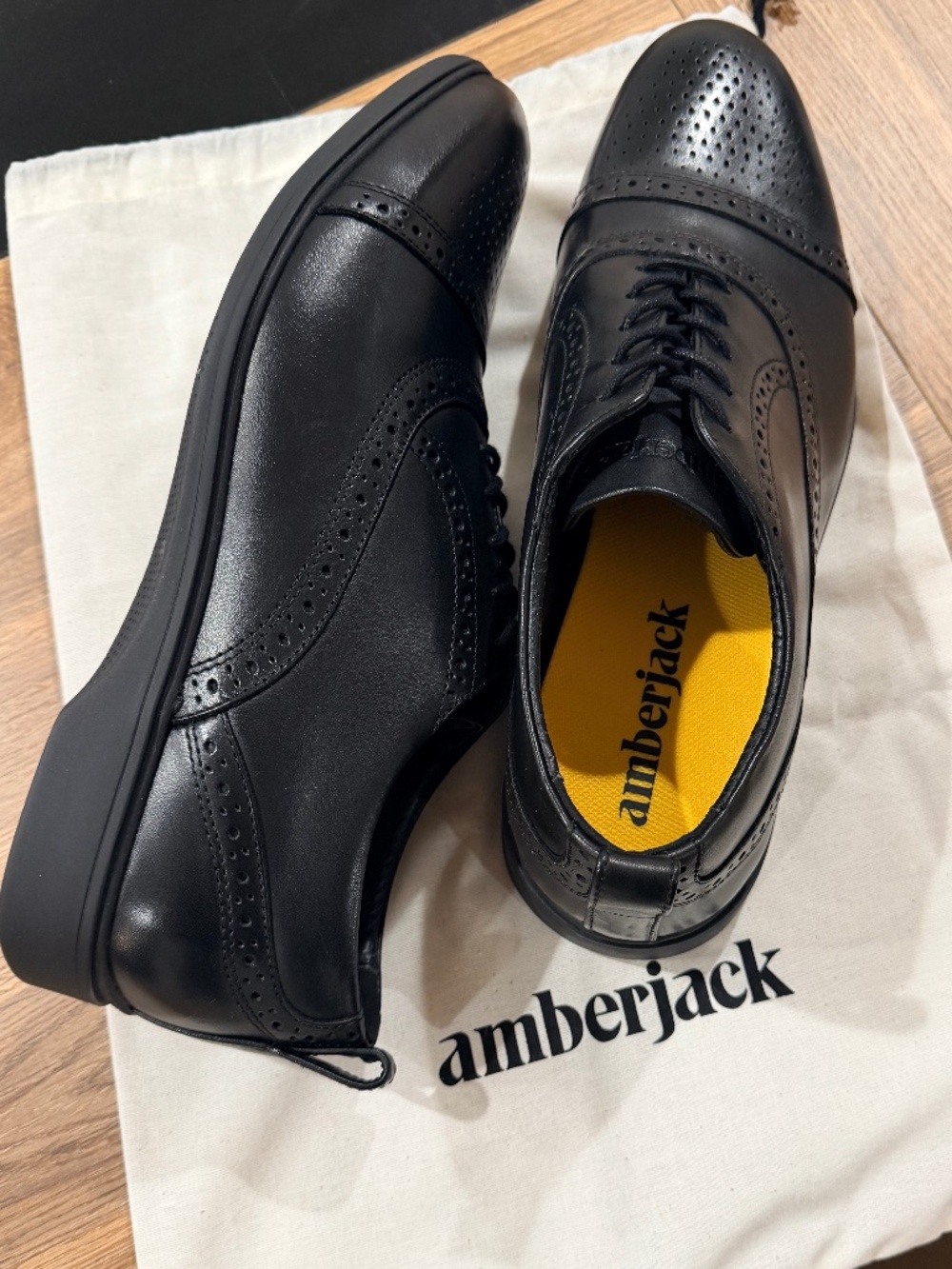 AmberJack Men's Black Dress Shoes Size 9 Wide New without tag Amber Jack